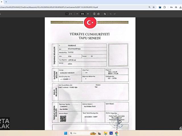 Tekirdağ, Süleymanpaşa içerisinde satılık Villa