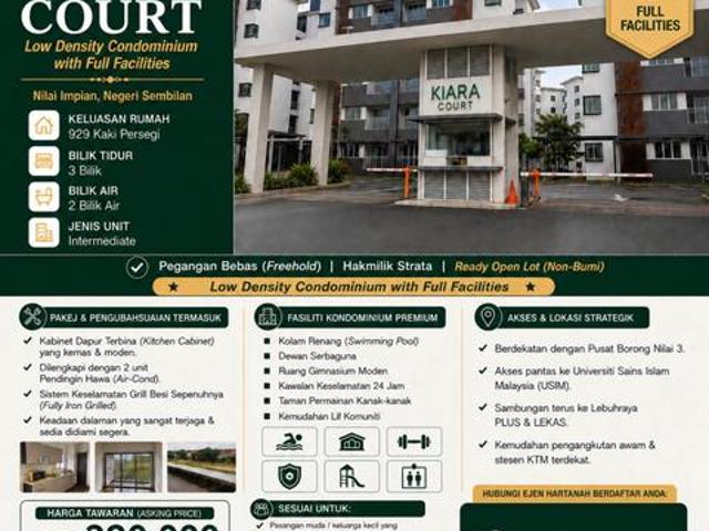 Apartment for sale in Nilai, Seremban