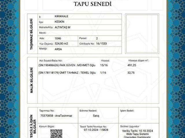 Keskin, Kirikkale içerisinde satılık Arsa
