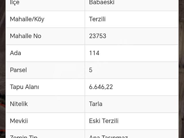Terzili, Babaeski içerisinde satılık Arsa