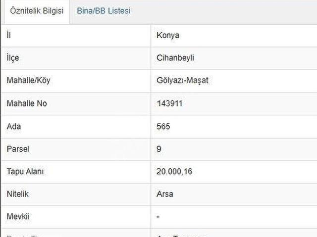 Cihanbeyli, Konya içerisinde satılık Arsa