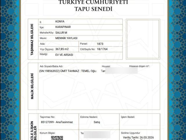 Karapinar, Konya içerisinde satılık Villa
