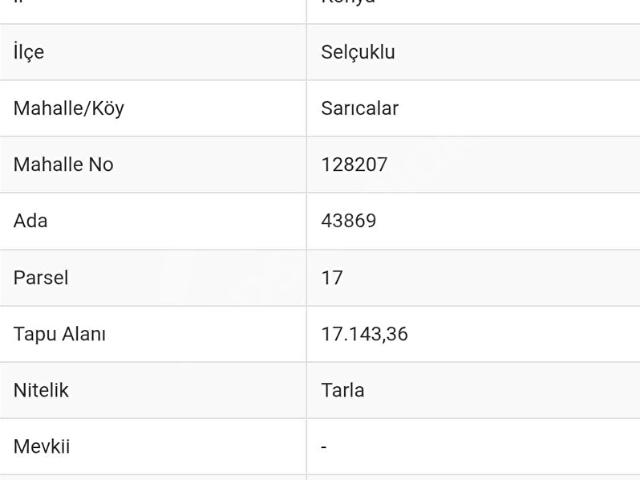 Selçuklu, Konya içerisinde satılık Arsa