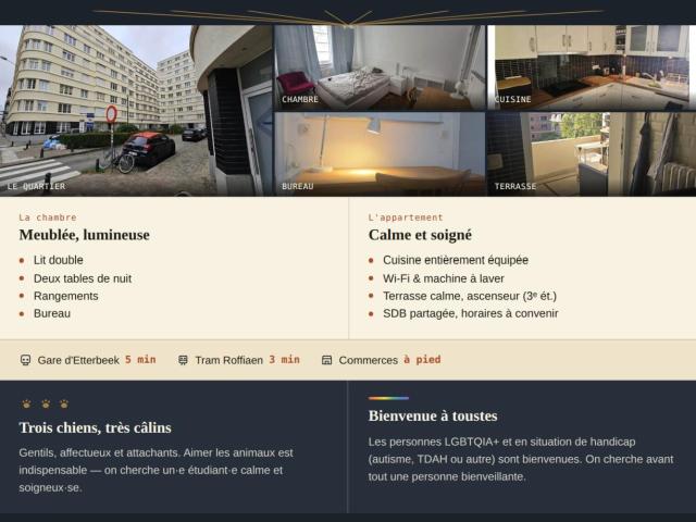 Kamer location à Elsene, Bruxelles