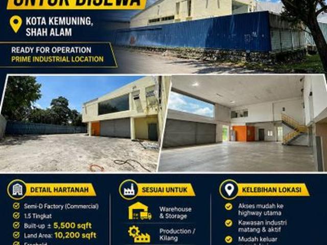 Warehouse for rent in Alam Impian, Selangor
