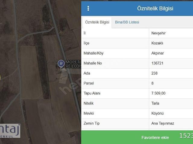 Kozakli, Nevşehir içerisinde satılık Arsa