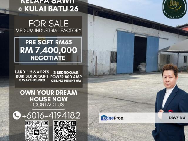 Warehouse for sale in Kulai, Johor