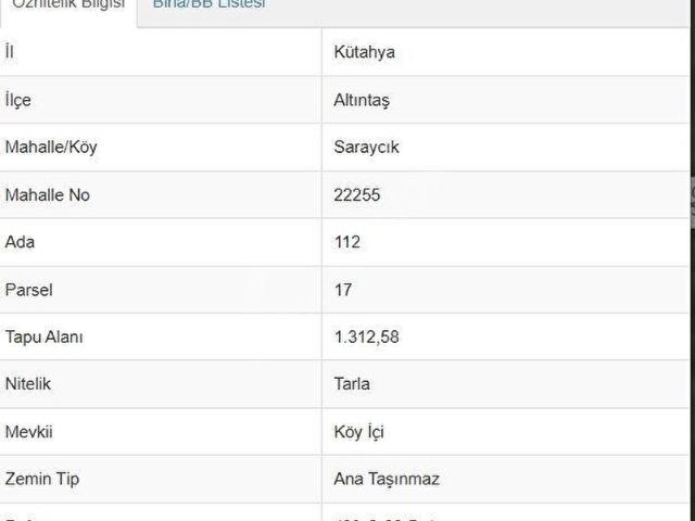 Saraycık, Altıntaş içerisinde satılık Arsa