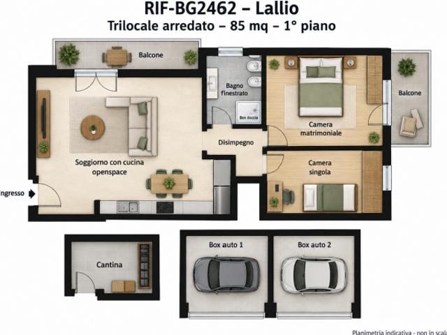 Appartamento in affitto a Lallio, Bergamo