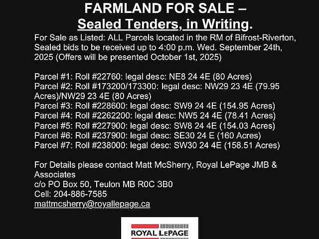 Land for sale in Bifrost, Manitoba