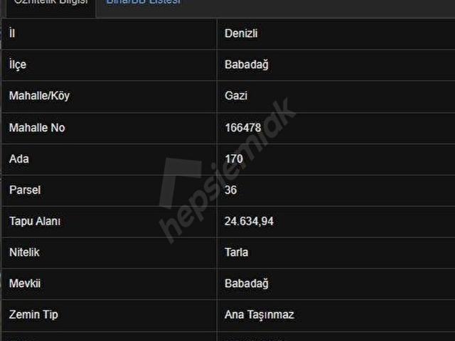 Babadağ, Denizli içerisinde satılık Arsa