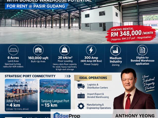 Warehouse for rent in Pasir Gudang, Johor