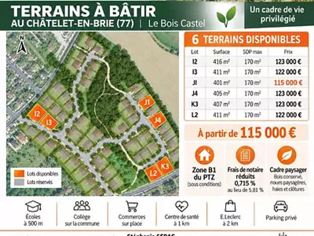 Terrain vente à Le Châtelet-en-Brie, Seine-et-Marne