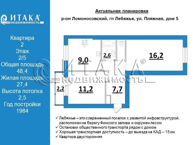 Квартира продажа в Лебяжье, Ленинградская область