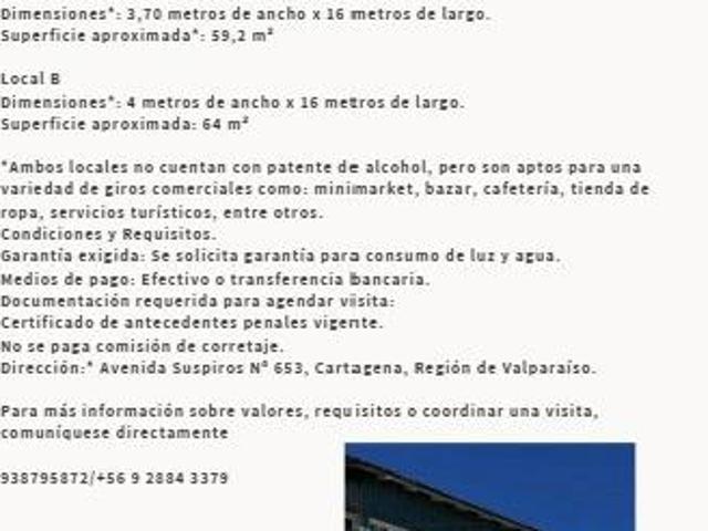 Local Comercial en arriendo en Cartagena, Valparaíso