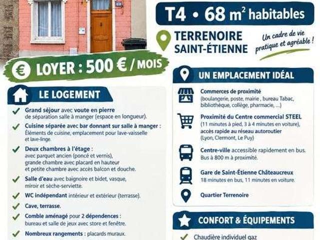 Maison location à Saint-Étienne, Loire