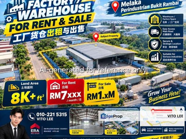 Warehouse for sale in Bukit Rambai, Bandaraya Melaka