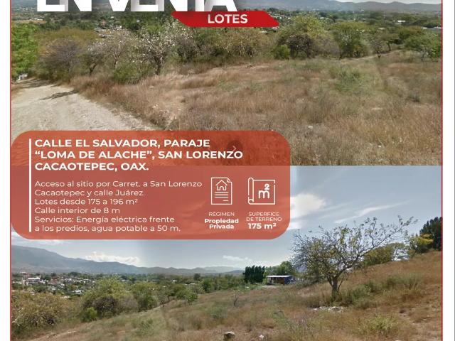Terreno en venta en San Lorenzo Cacaotepec, Oaxaca