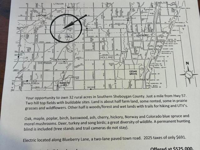 Land for sale in Town of Lyndon, Sheboygan County
