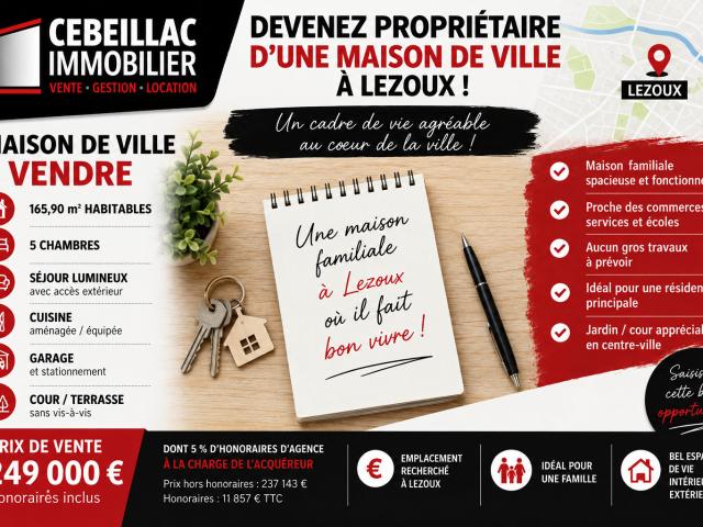 Maison vente à Lezoux, Puy-de-Dôme