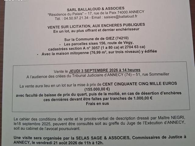 Maison vente à Annecy, Giez