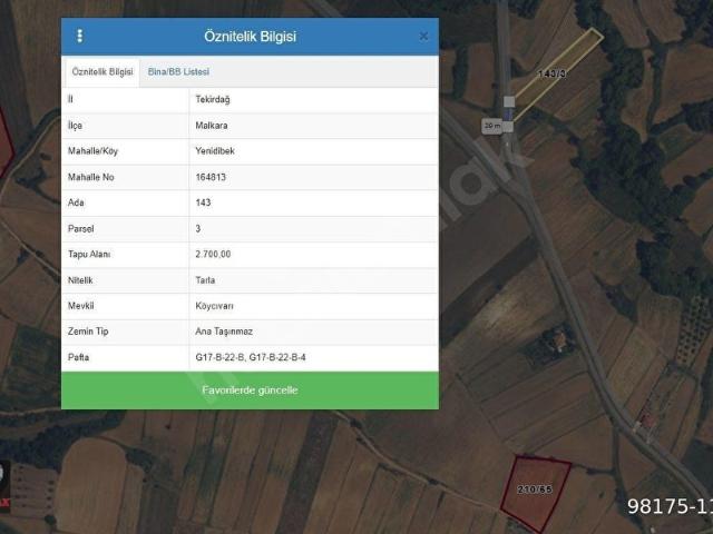 Malkara, Tekirdağ içerisinde satılık Arsa