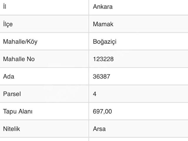 Mamak, Ankara içerisinde satılık Arsa