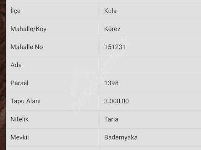 Kula, Manisa içerisinde satılık Arsa