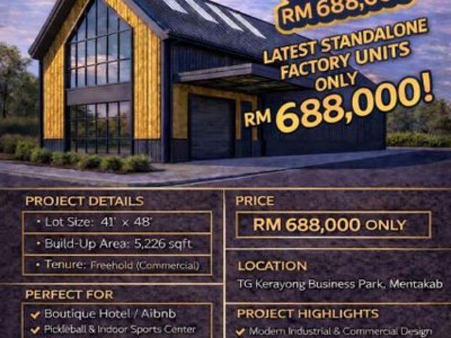 Warehouse for sale in Mentakab, Pahang