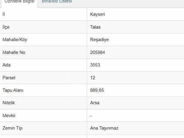 Talas, Kayseri içerisinde satılık Arsa