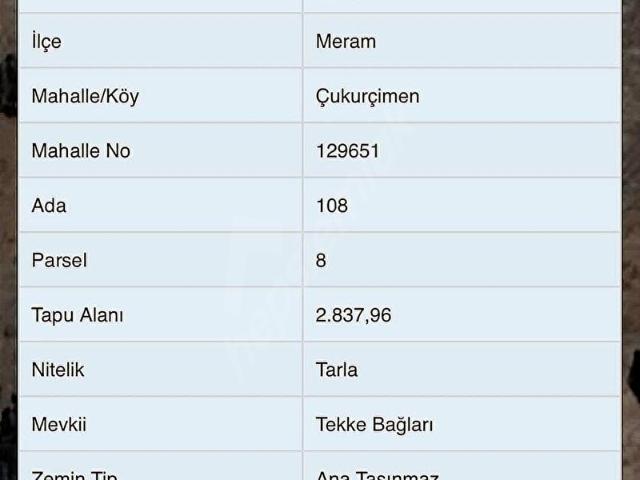 Yeşiltekke, Meram içerisinde satılık Arsa