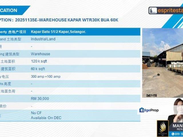 Warehouse for rent in Port Klang, Selangor