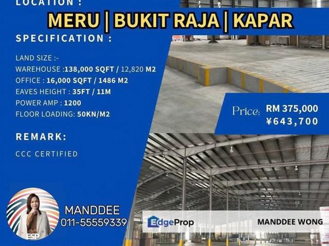 Warehouse for rent in Port Klang, Selangor