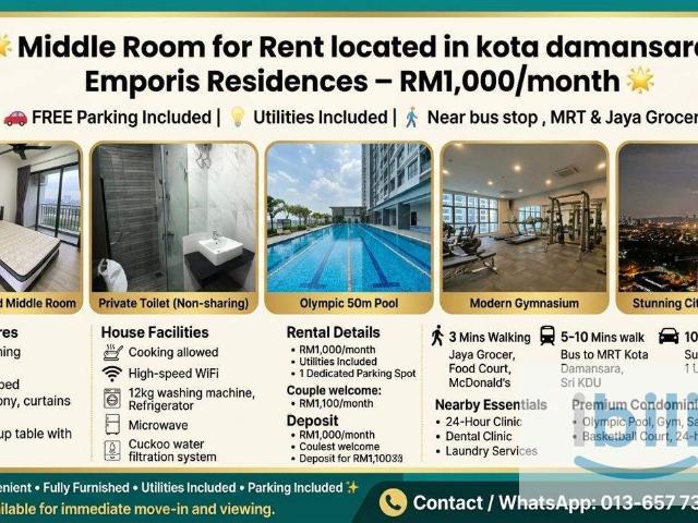 Room for rent in Petaling, Damansara Damai