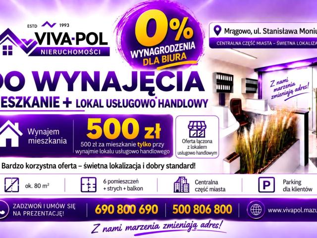 Mieszkanie do wynajęcia w Mrągowo, Warmińsko-mazurskie