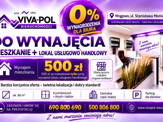 Mieszkanie do wynajęcia w Mrągowo, Warmińsko-mazurskie