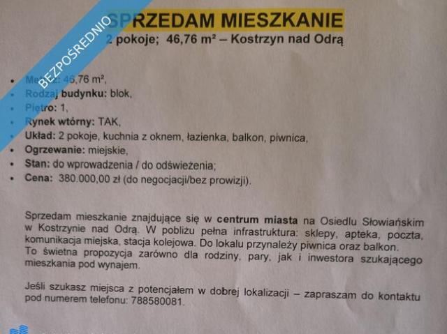 Mieszkanie na sprzedaż w Kostrzyn Nad Odrą, Lubuskie