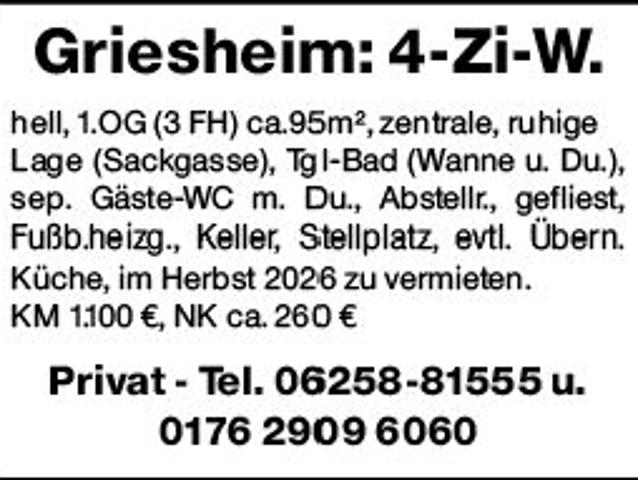 Wohnung mieten in Griesheim, Hessen