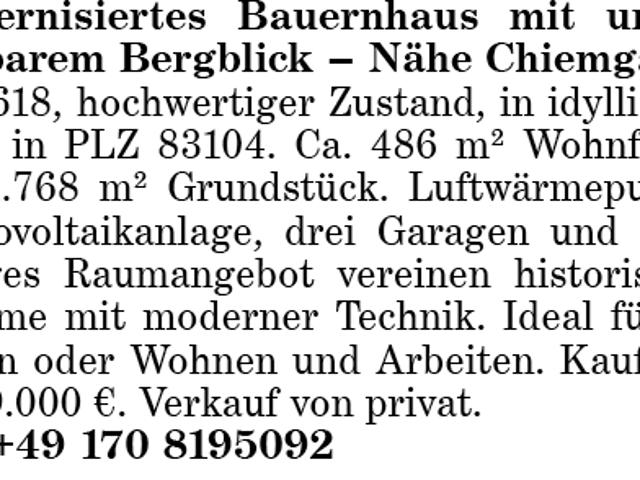 Bauernhaus kaufen in Tuntenhausen, Bayern