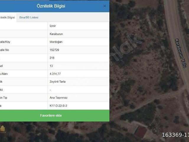 Karaburun, İzmir içerisinde satılık Arsa