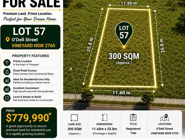 Land for sale in Vineyard, Sydney