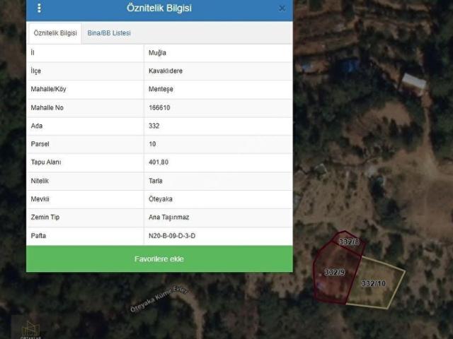 Kavaklidere, Muğla içerisinde satılık Arsa