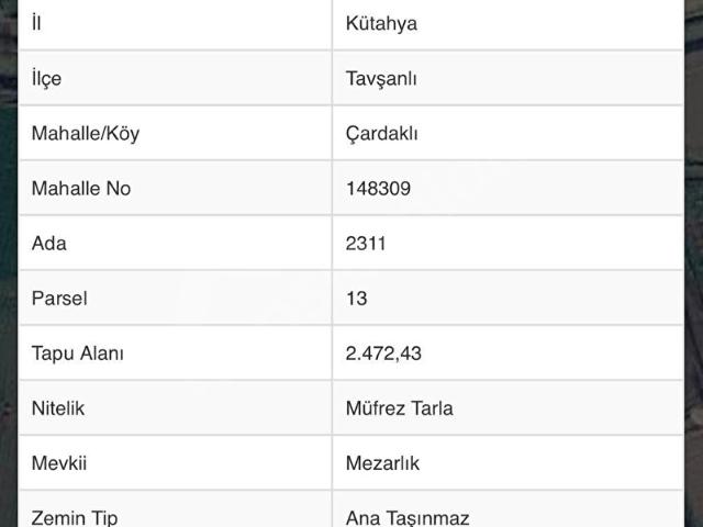 Tavşanli, Kütahya içerisinde satılık Arsa