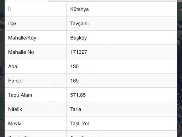 Başköy, Tavşanlı içerisinde satılık Arsa