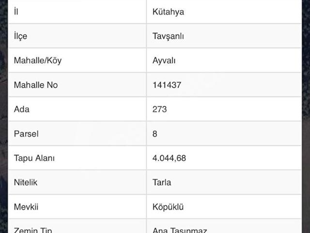 Derecik, Tavşanlı içerisinde satılık Arsa
