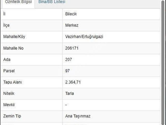 Zobran, Bilecik Merkez içerisinde satılık Arsa