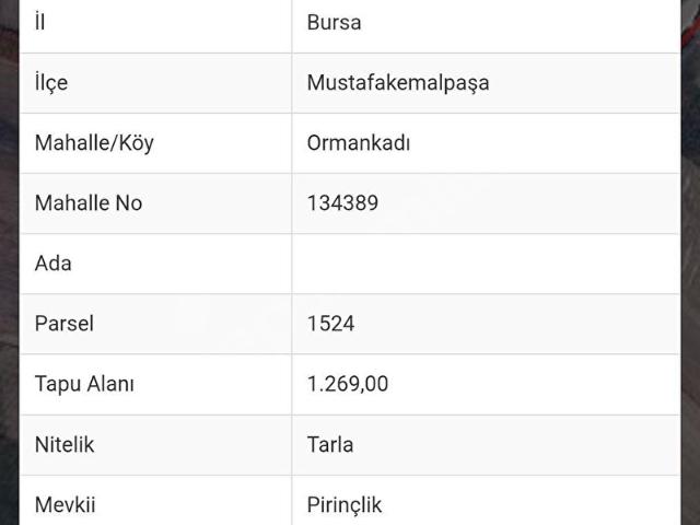 Mustafakemalpaşa, Bursa içerisinde satılık Arsa