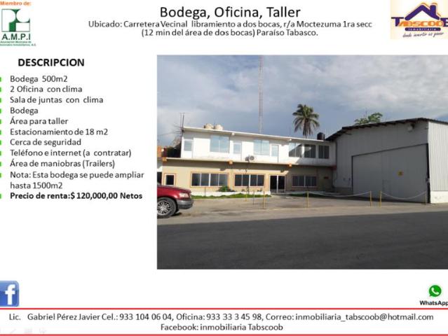 Nave Industrial en renta en Moctezuma Primera Sección, Paraíso