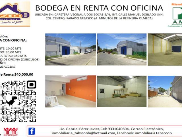Nave Industrial en renta en Paraíso