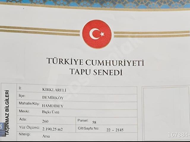 Hamdibey Mahallesi, Demirköy içerisinde satılık mülk